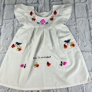 Size 24 months embroidered dress; Handmade in El Salvador - by local artist